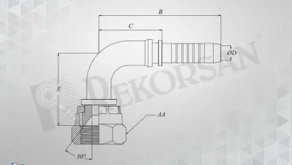 BSP İÇE HAVŞA SOMUNLU 90º HORTUM RAKORU
