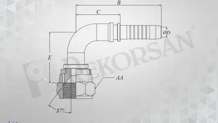 UNF SOMUNLU 90º HORTUM RAKORU