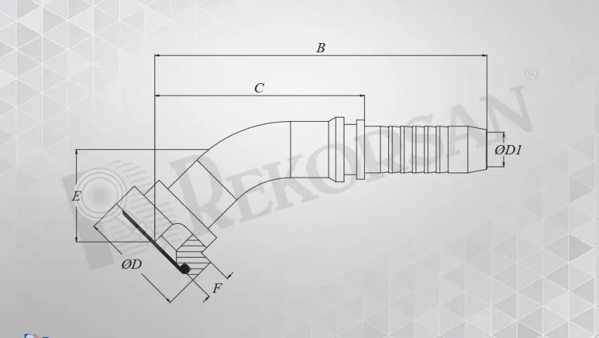 FLANŞLI 45° HORTUM RAKORU 6000 SERİSİ (KALIN TİP)