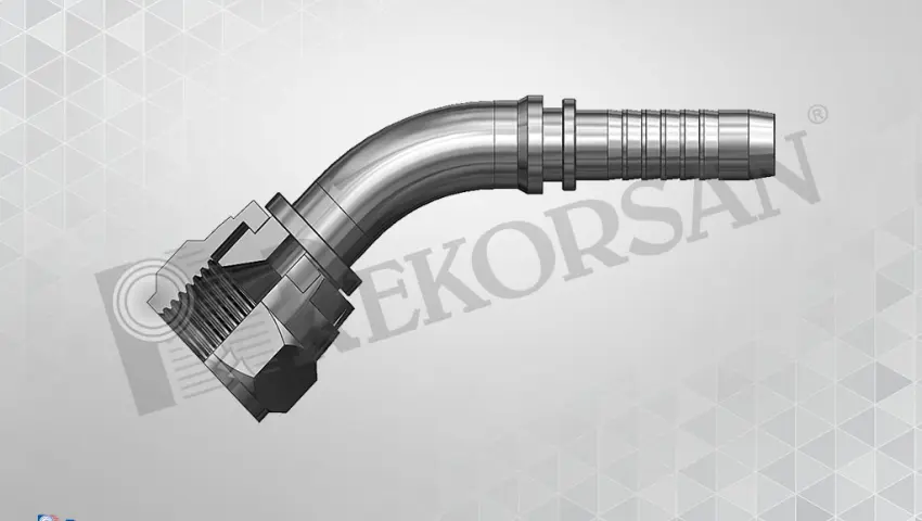UNF SOMUNLU 45° HORTUM RAKORU
