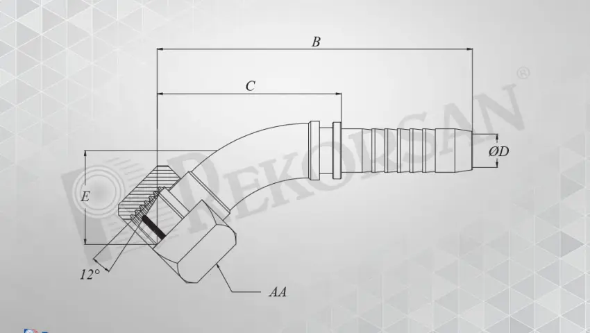 METRİK SOMUNLU 45º HORTUM RAKORU