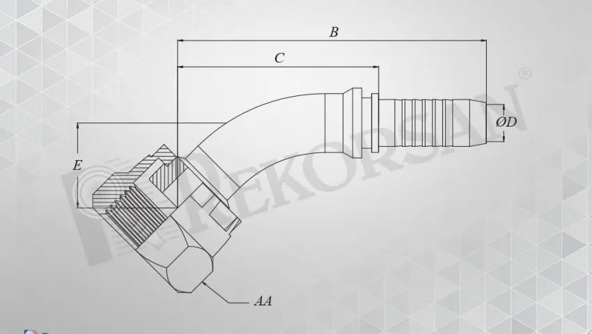ORFS SOMUNLU 45º HORTUM RAKORU