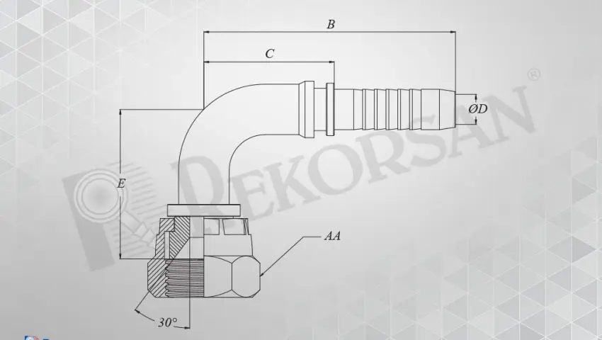 BSP İÇE HAVŞA SOMUNLU 90º HORTUM RAKORU