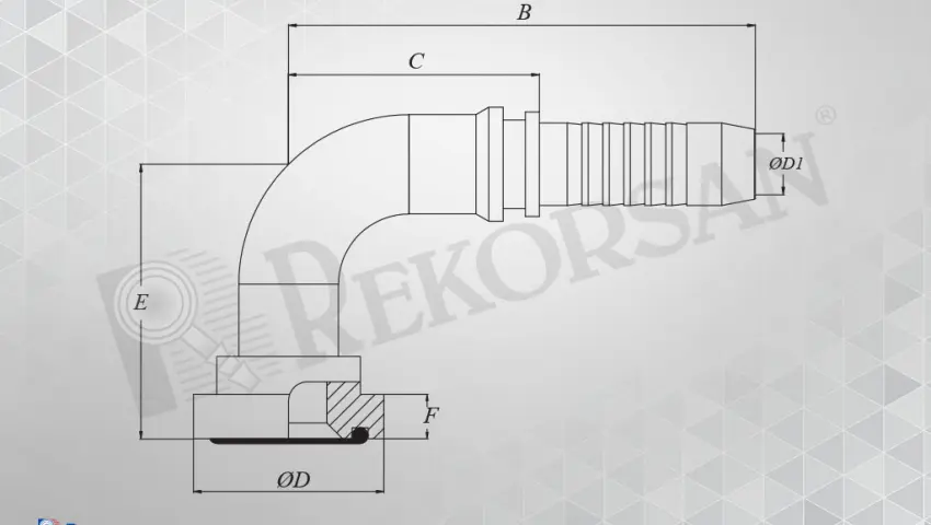 FLANŞLI 90° HORTUM RAKORU 3000 SERİSİ