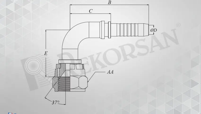 UNF SOMUNLU 90º HORTUM RAKORU