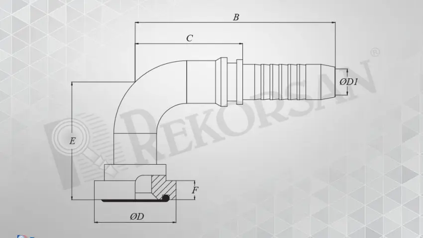 FLANŞLI 90° HORTUM RAKORU 6000 SERİSİ (KALIN TİP)