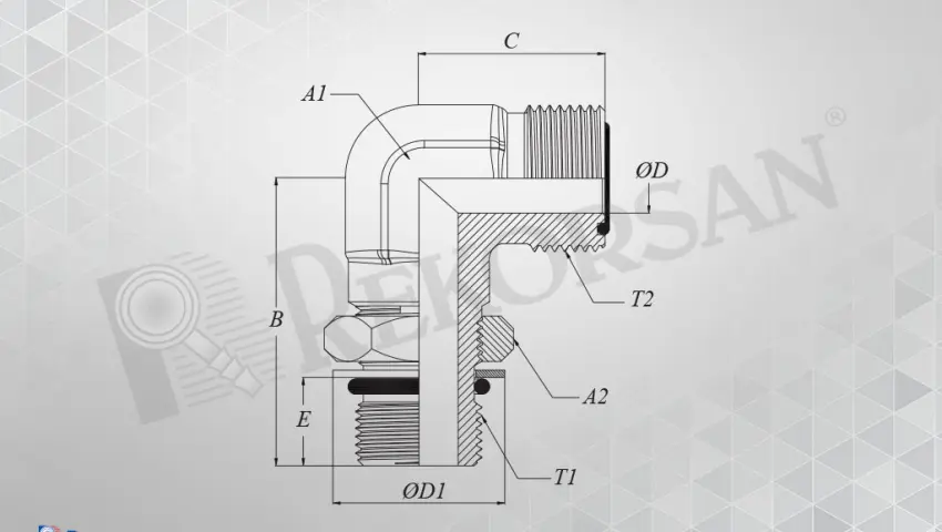 UNF - ORFS 90° KONTRALI DİRSEK