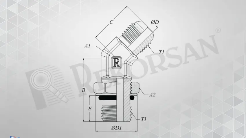 UNF - UNF 45° KONTRALI DİRSEK