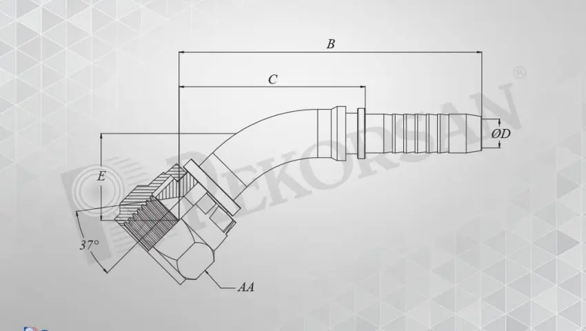 UNF SOMUNLU 45° HORTUM RAKORU